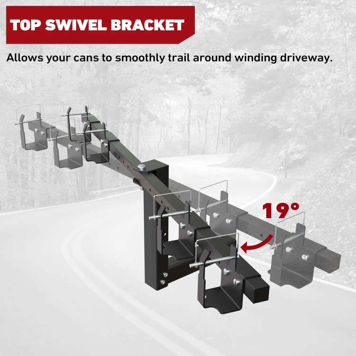 حامل سلة المهملات المزدوج مع جهاز استقبال 2 بوصة للشاحنة، عربة الجولف، ATV، UTV - مقطورة سلة المهملات بعجلات #4