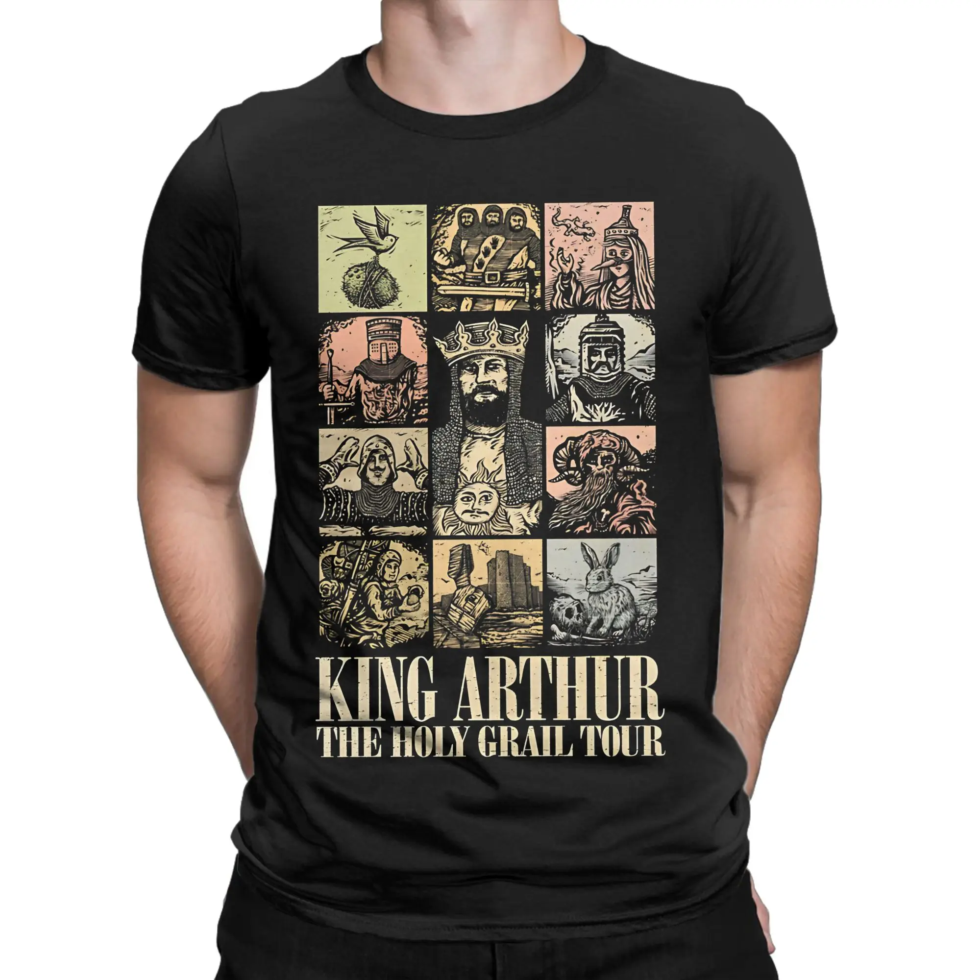 90s King Knight Retro Vintage Movie Style Graphic Funny 100% Cotton T-Shirt Monty Python and the Holy Grail Tops Tees For Men
