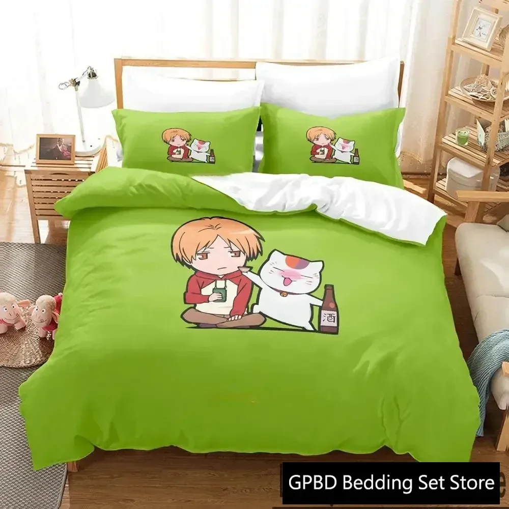 3D Print Anime Natsumes Book of Friends Comfortable Duvet Cover Pillowcase Bedding Set Children Bedroom Decoration Home Textile