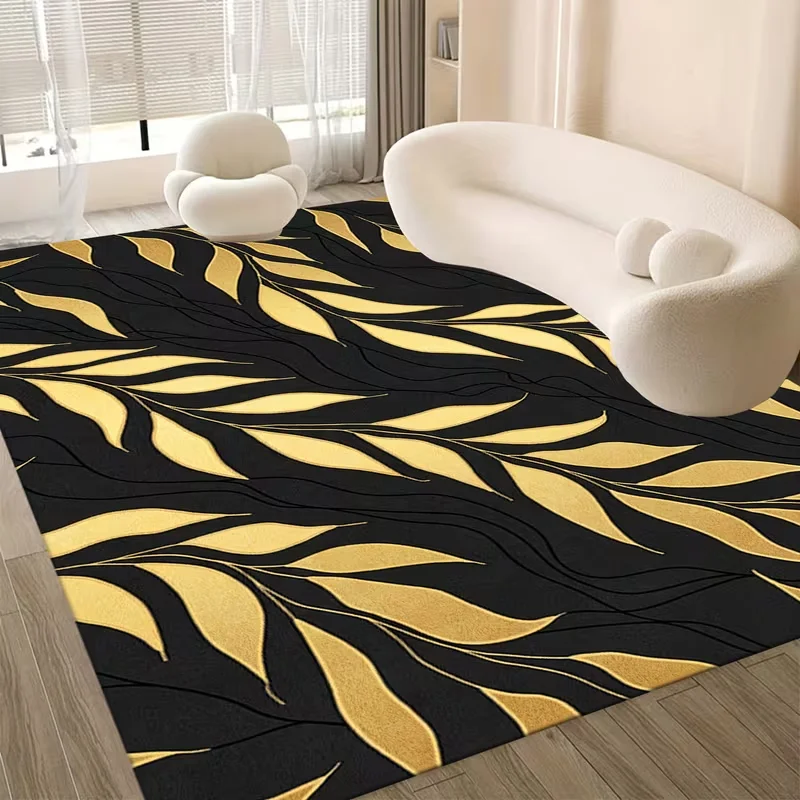 Olive Green Leaf Branch Area Rug Plant Print Non Slip Soft Floor Mat Boho Minimalist Botanical Carpet For Living Room Bedroom
