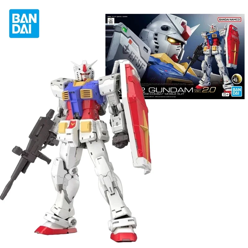 En stock Bandai Anime GUNDAM RX-78-2 Ver. Modèle de figurine d'action d'anime, collection de jouets, cadeaux d'ornement, assemblage, RG 2.0, 1/144