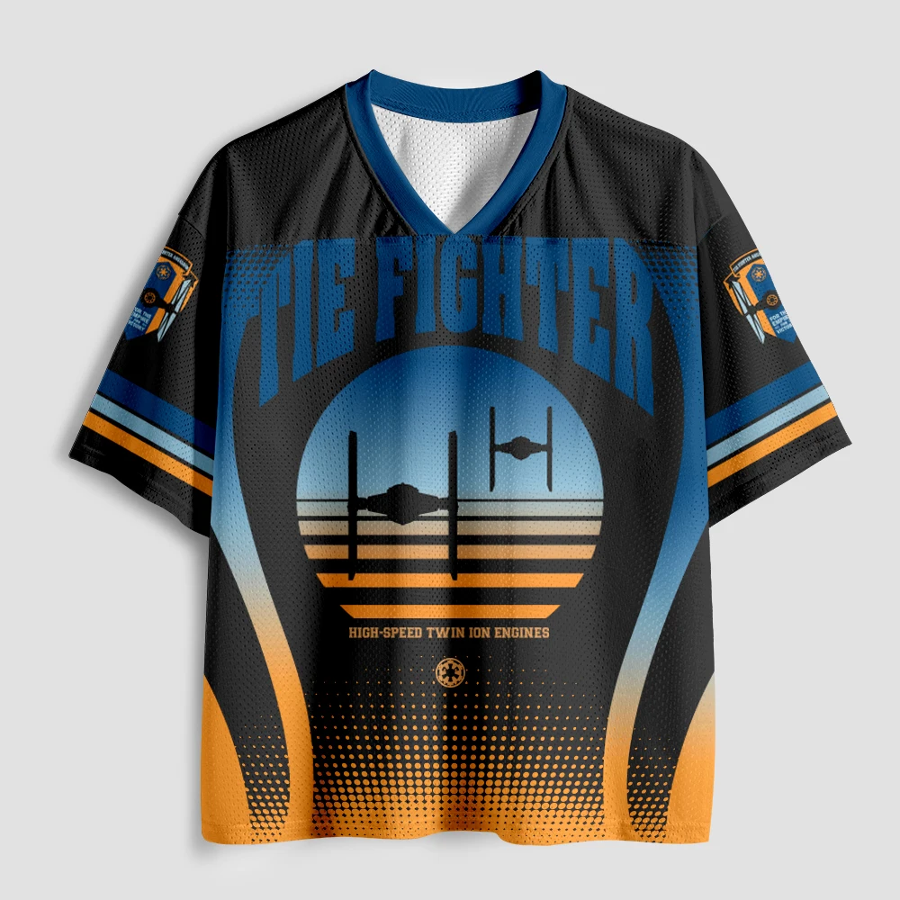2026 new unisex mesh T-shirt V-neck lightweight breathable polyester mesh retro nostalgic printed casual sportswear