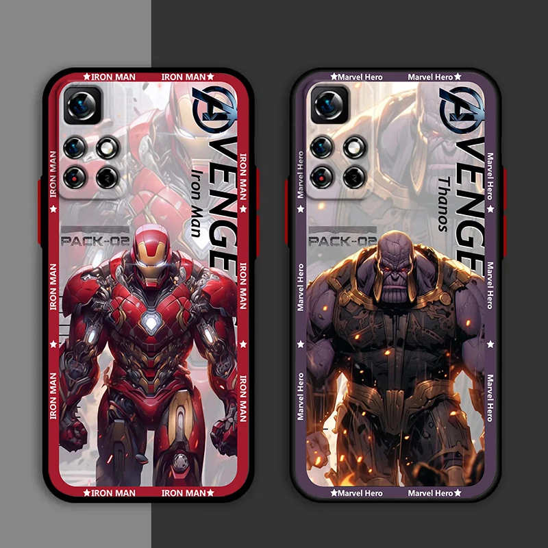 Marvel Superhero Poster Phone Case For Redmi Note 13 12 11 10 Pro Plus S T Lite 4G 5G Matte Frosted Translucent Cover