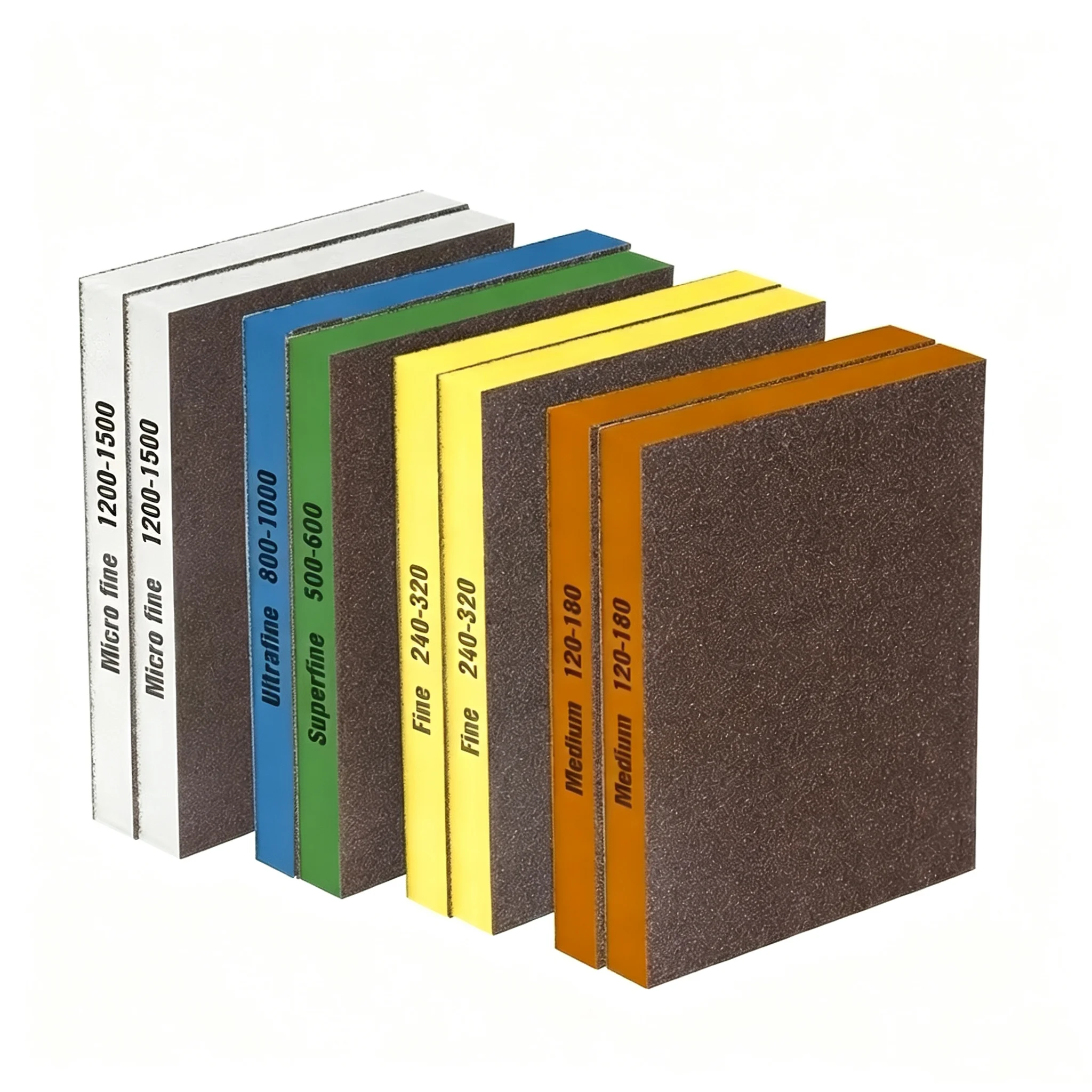 8Pcs Double-Sided Sponge Sanding Pads, Portable for Car Polishing & Furniture, Grits: 120-180/240-320/500-600/800-1000/1200-1500