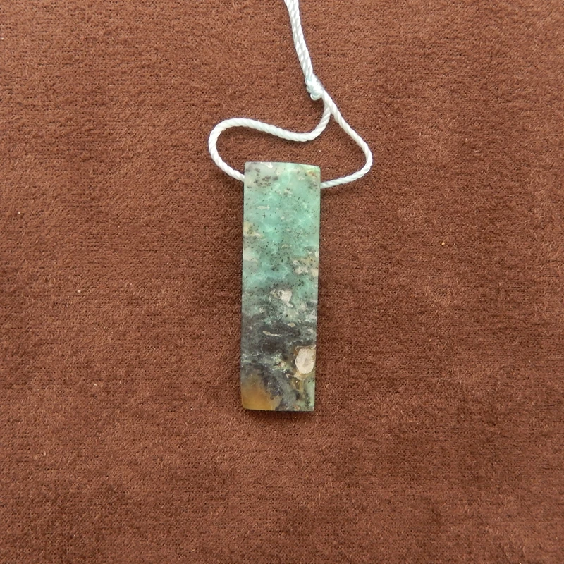 

Natural African Turquoise Long Bar Pendant - Polished Gemstone with Earthy Inclusions for Handmade Jewelry