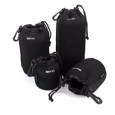 소프트 네오프렌 카메라 렌즈 가방, 후크 포함, 휴대용 DSLR 렌즈 배럴 케이스, 보호대 카메라 렌즈 파우치, 드로스트링 백