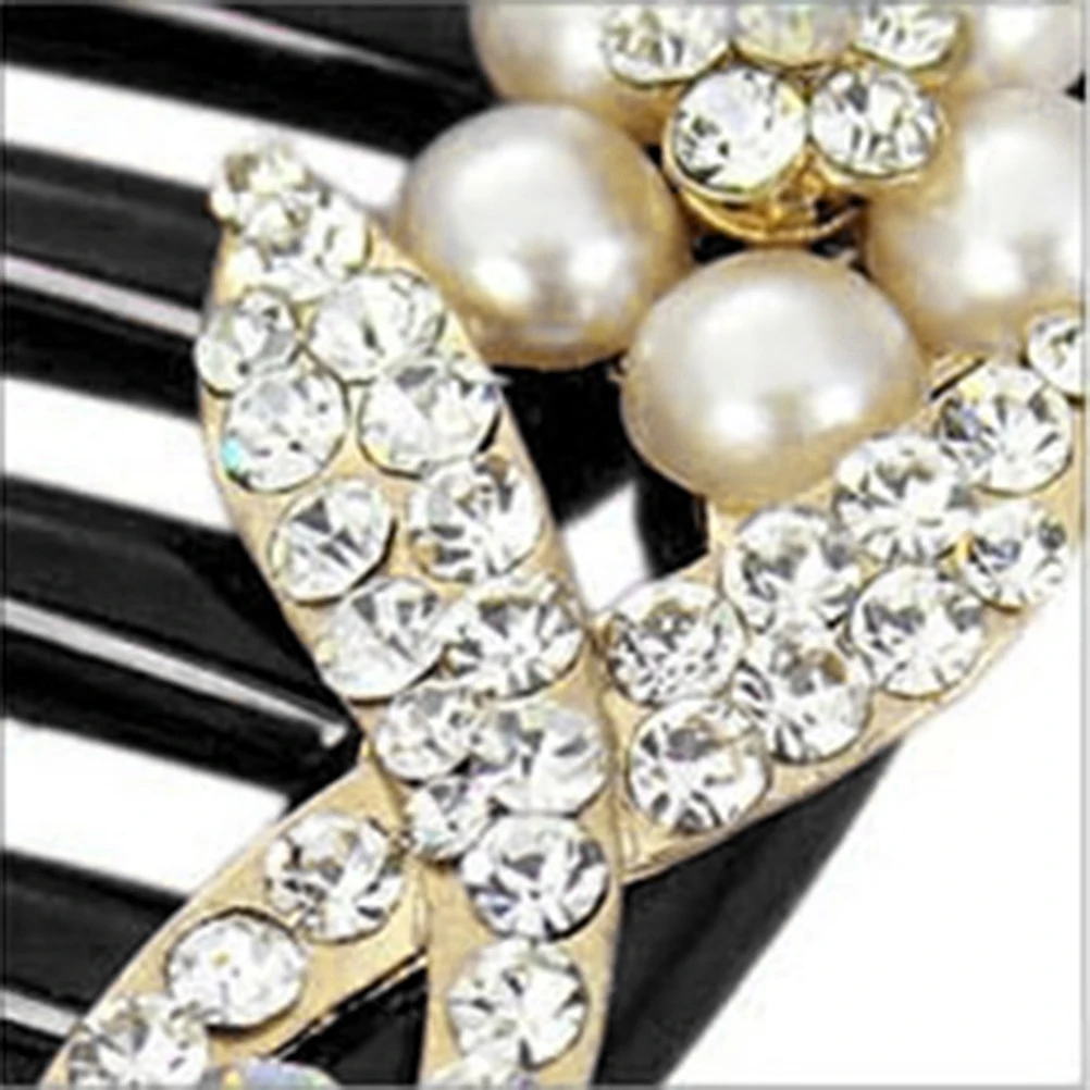 

Pearl Hair Comb Simple Elegant Imitation Pearl and Crystal Inserted Hair Accessory for Women Wedding Prom Church Event Party