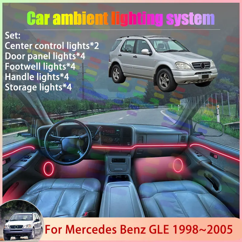 

For Mercedes Benz GLE MK1 1th W163 1998~2005 1999 2/18 in 1 Car Atmosphere Light Lamp RGB Shade Ensemble Streamer Atmosphere Set