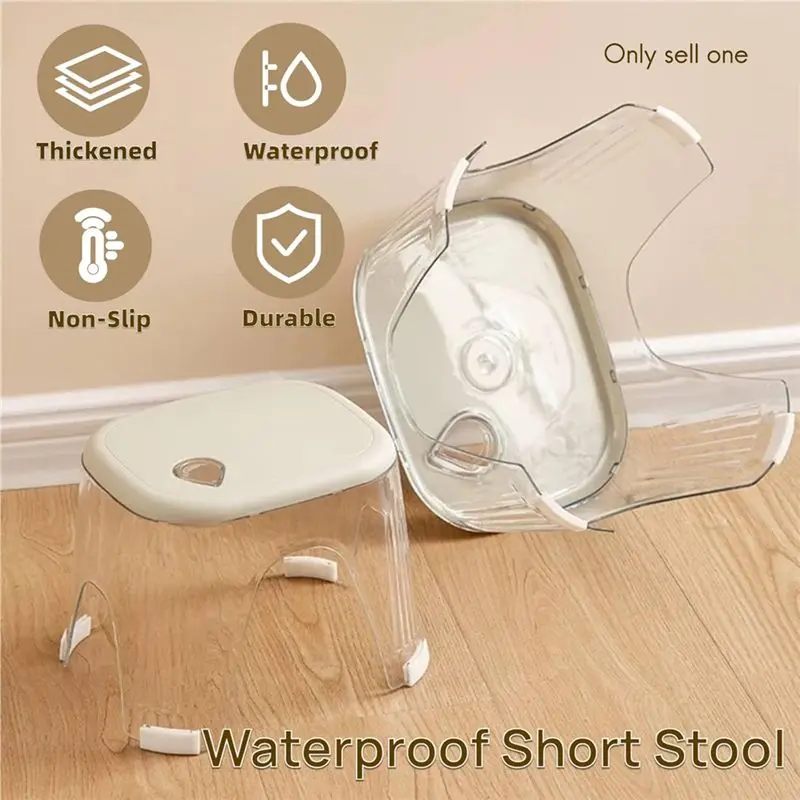 A56P-Acrylic For Inside Shower Stool Waterproof-Clear Shower Foot Rest For Shaving Legs, Corner Step Foot Stool For Bathing Area image 3