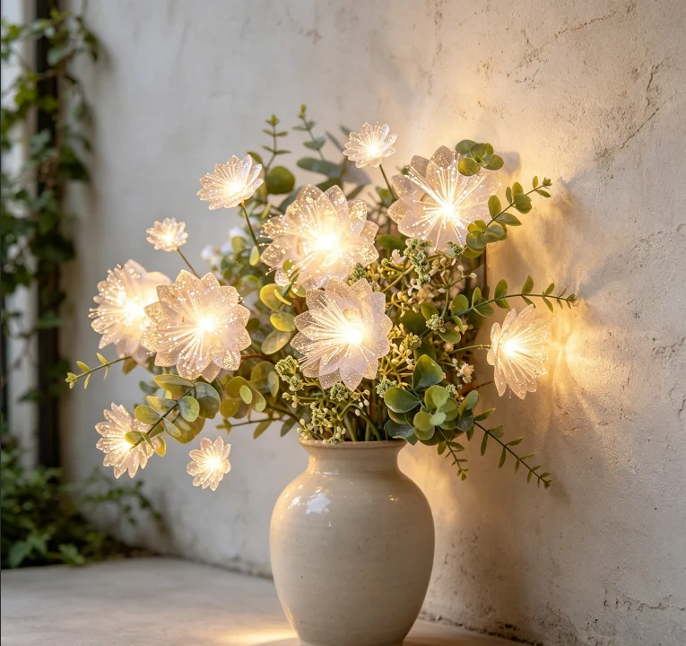 LED Fiber Optic Fairy Light Battery-operated Garland Christmas Decoration Party New Year's Decor Artificial Flowers Festoon