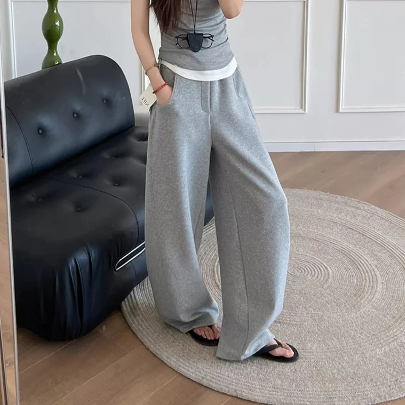 Faule Stil Übergroße Jogginghose für Frauen Herbst Winter Tasche Elastische Taille Jogger Hosen Retro Straße Casual Sport Hosen