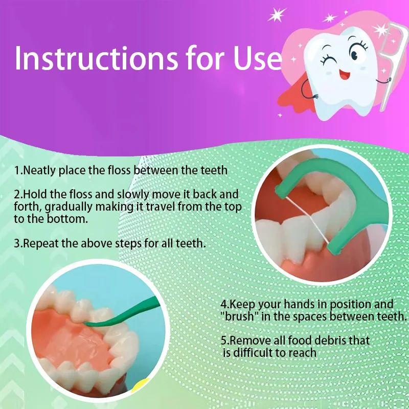 Smooth Mint Floss Stick - Cleaning interdental care for oral health, suitable for daily cleaning of food residue between teeth