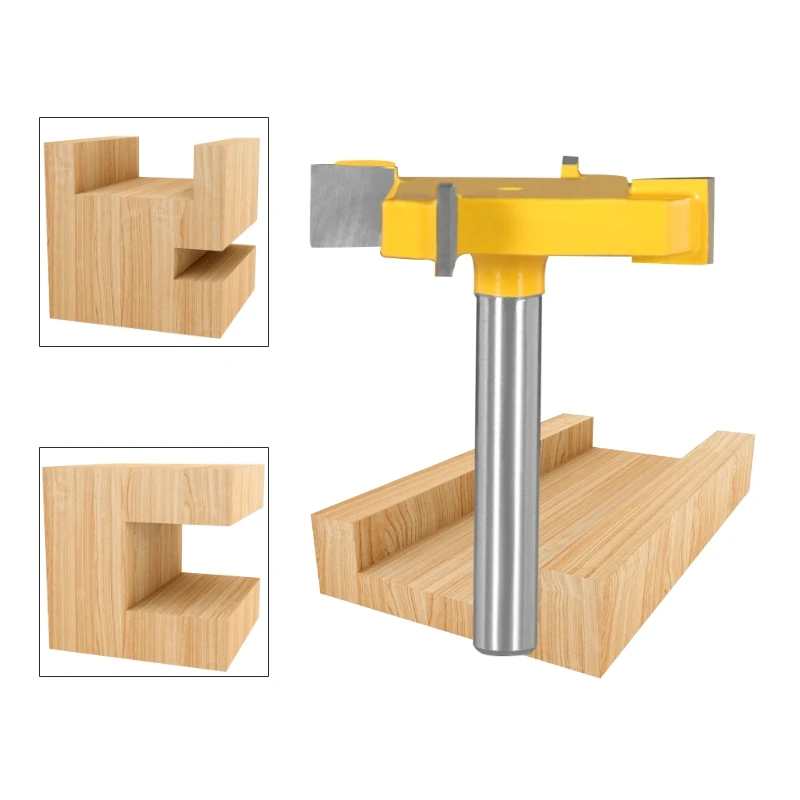 YUSUN 6MM 6.35MM Shank Z4 T Type Slotting Cutter With 4 Carbide Router Bit Woodworking Milling Cutter For Wood Face Mill