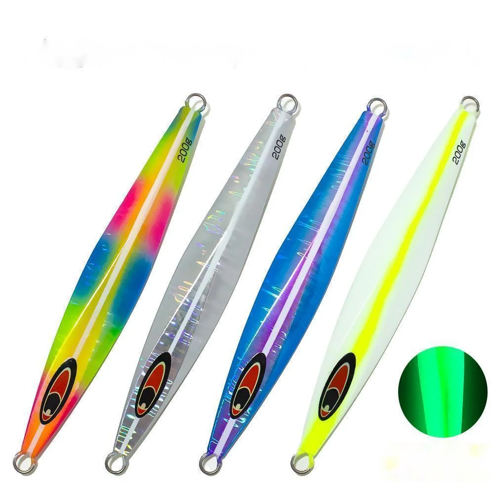 Luminous Metal Jig for Sea Fishing, Heavy Weight, Slow Shaking Lure Bait, Jig Isca Artificial Boat Fishing, 200g, 250g