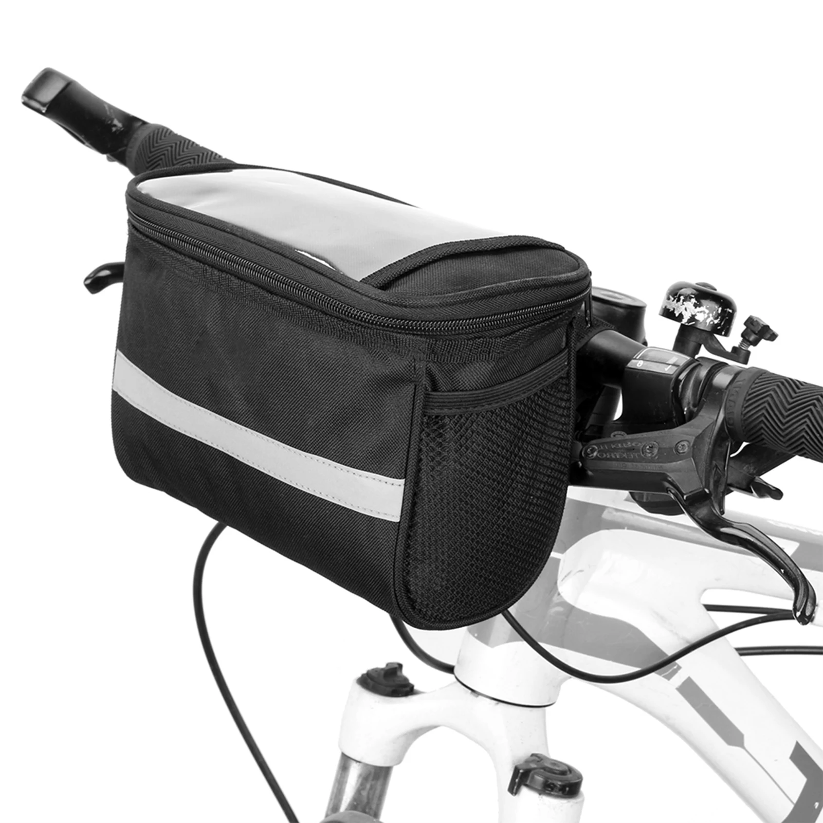 Cycle Bike Bicycle Insulated Front Bag MTB Bike Handlebar Bag Basket Pannier Cooler Bag with Reflective Strip 600D