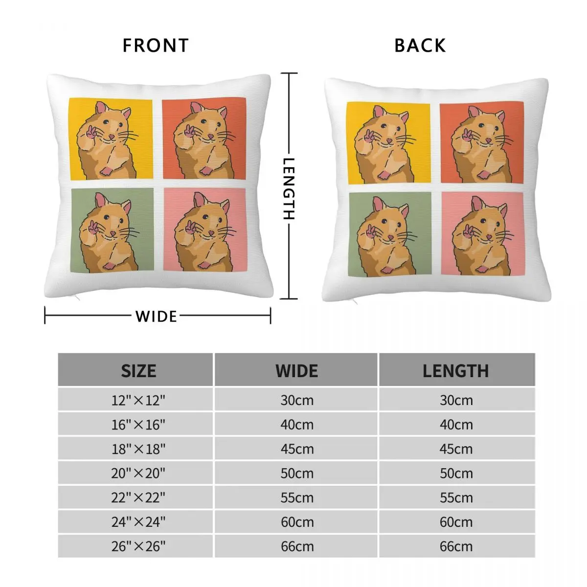Peace Hamster Meme Bundle Square Pillowcase Polyester Linen Velvet Creative Zip Decor Pillow Case Home Cushion Cover