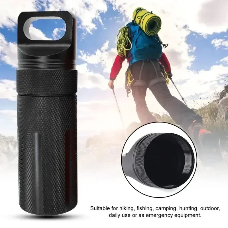 

1pcs Waterproof Sealed Bottle Survival Kit Aluminum EDC Capsule/Pill Sealed Box Outdoor Tool Capsule Storage Survival Equipment