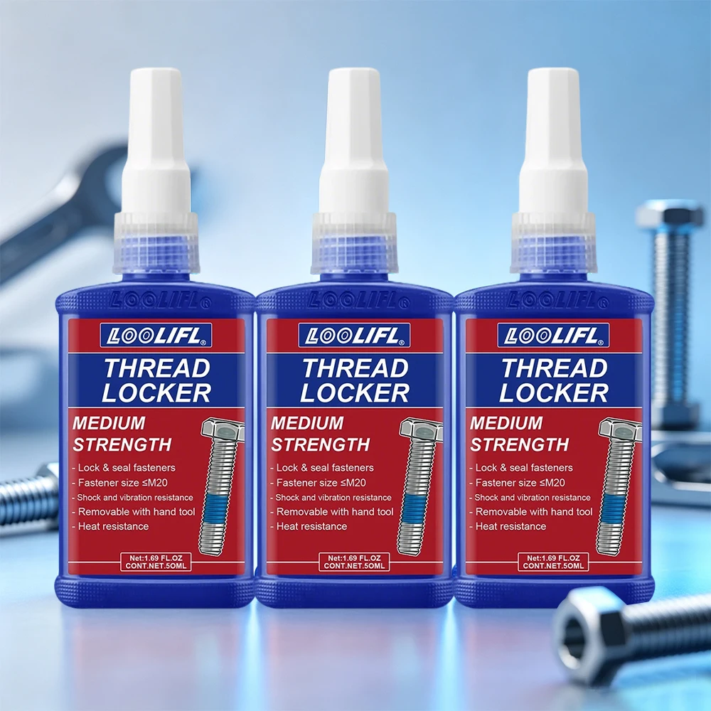 Loolifl Thread Locker Blue Medium Strength 50ml Anaerobic Adhesive Anti-Loosening Screw Glue Seal Fastener Metal Thread Sealant