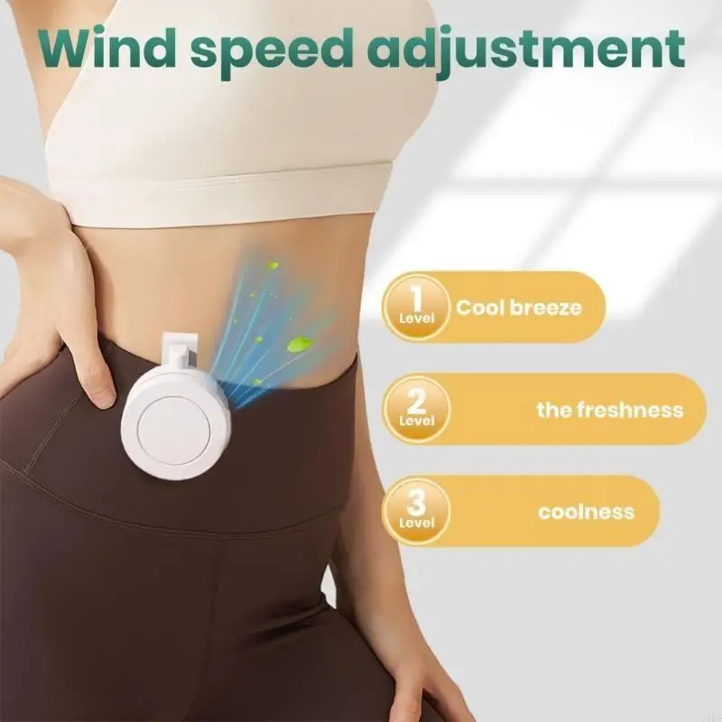 مشبك مروحة صغير محمول وهادئ بدون شفرات، مشبك تبريد صغير على المروحة، قابل للتعديل 3 سرعات، مروحة خصر للسفر في الهواء الطلق #4