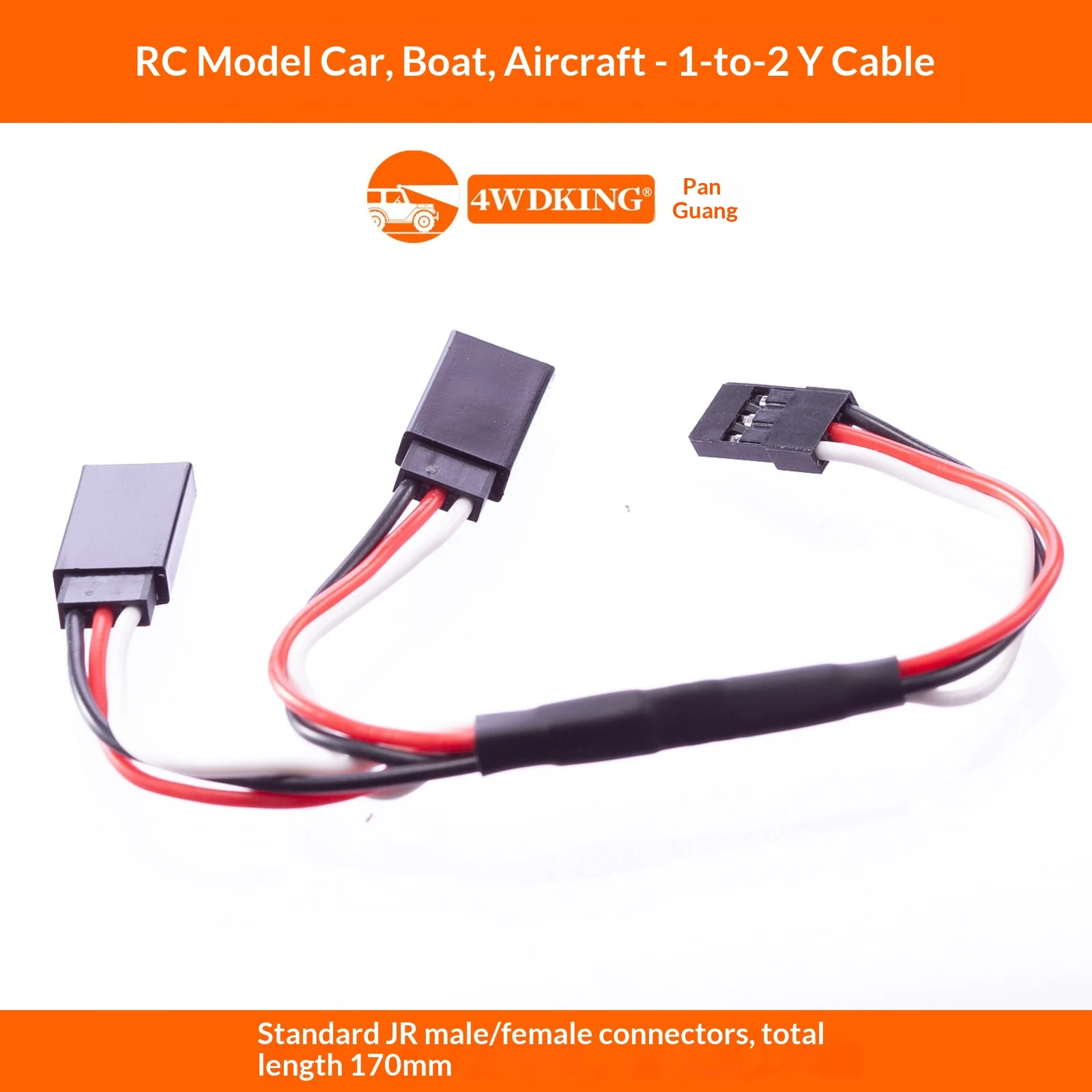 4WDKING Servo Y Cable Extension 60 Core 1 to 2 Splitter Wire for RC Car Fixed Wing Aircraft JR Plug Futaba Replacement