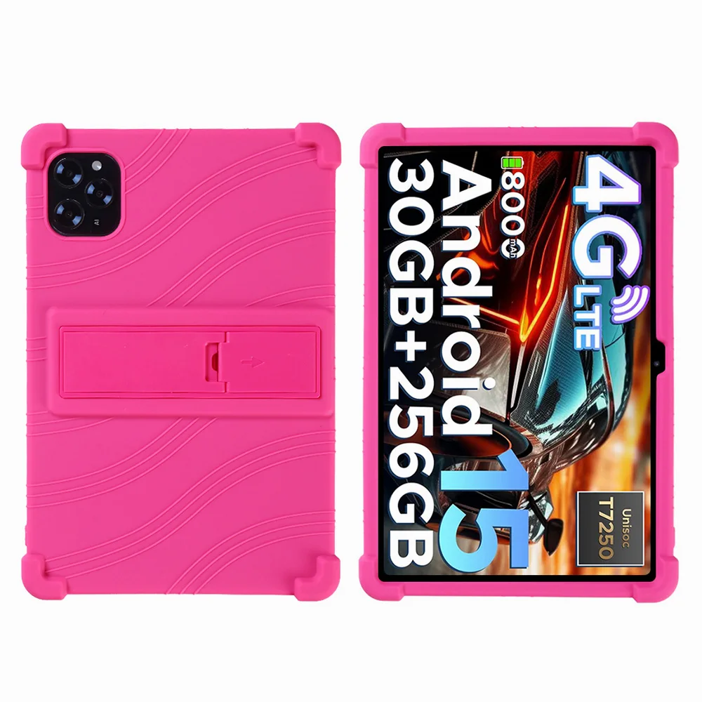 

Чехол для Doogee Tab G6, регулируемая подставка, силиконовый защитный чехол для планшета - розовый