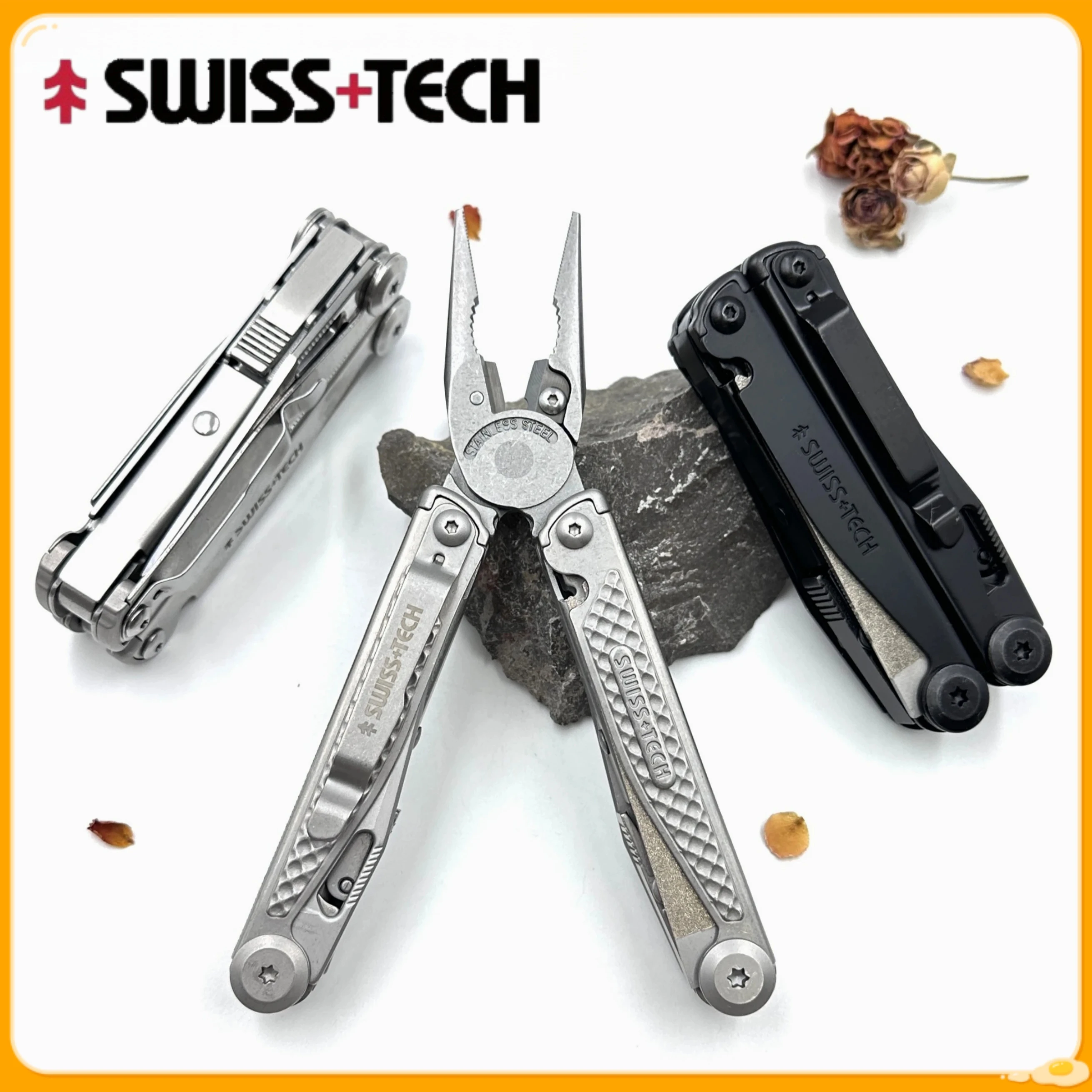 SWISS TECH 18 in 1 Multitool Pliers Folding Multi-functional Combination Tool Pocket Knife Portable EDC Outdoor Equipment