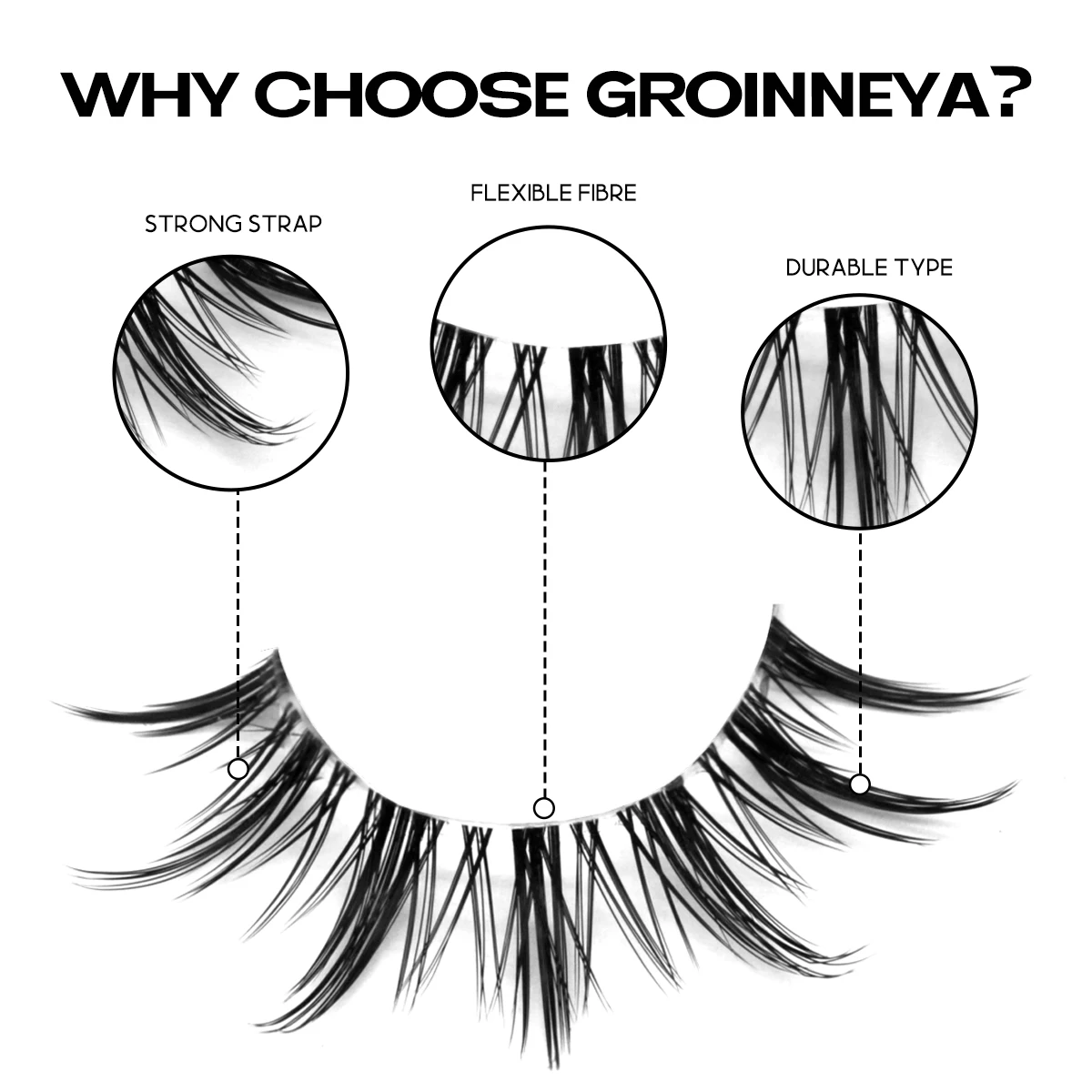 GROINNEYA 내추럴 인조 속눈썹, 3D 인조 밍크 속눈썹, 현실적인 소프트 크로스 속눈썹, 익스텐션 메이크업, 5 쌍, 6/7 쌍