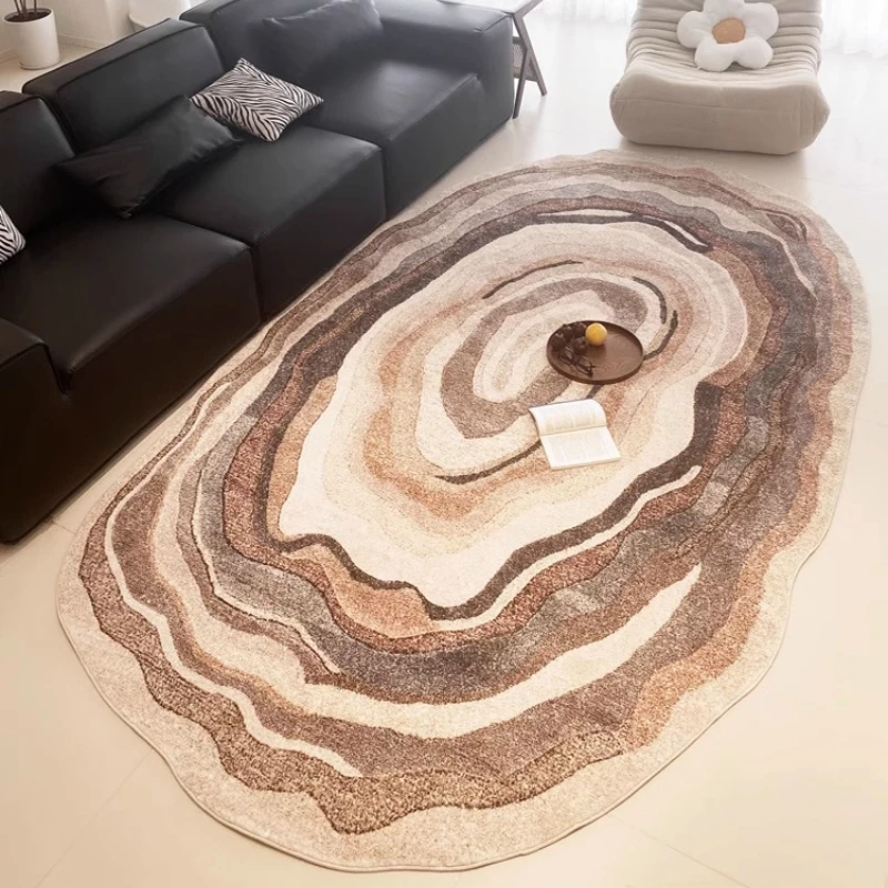 Retro Irregular Living Room Carpets Minimalist Striped Bedroom Carpet Anti-annual Ring Home Rug Dirt-resistant Easy To Care Rugs