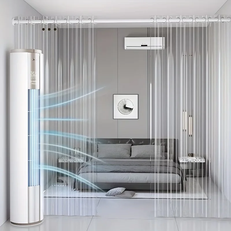 

ПВХ-штора для двери без сверления, с крупными прозрачными отверстиями, для летней прохлады, защита от жира на кухне, водонепроницаемая, защита от плесени, прозрачная полосовая штора для двери