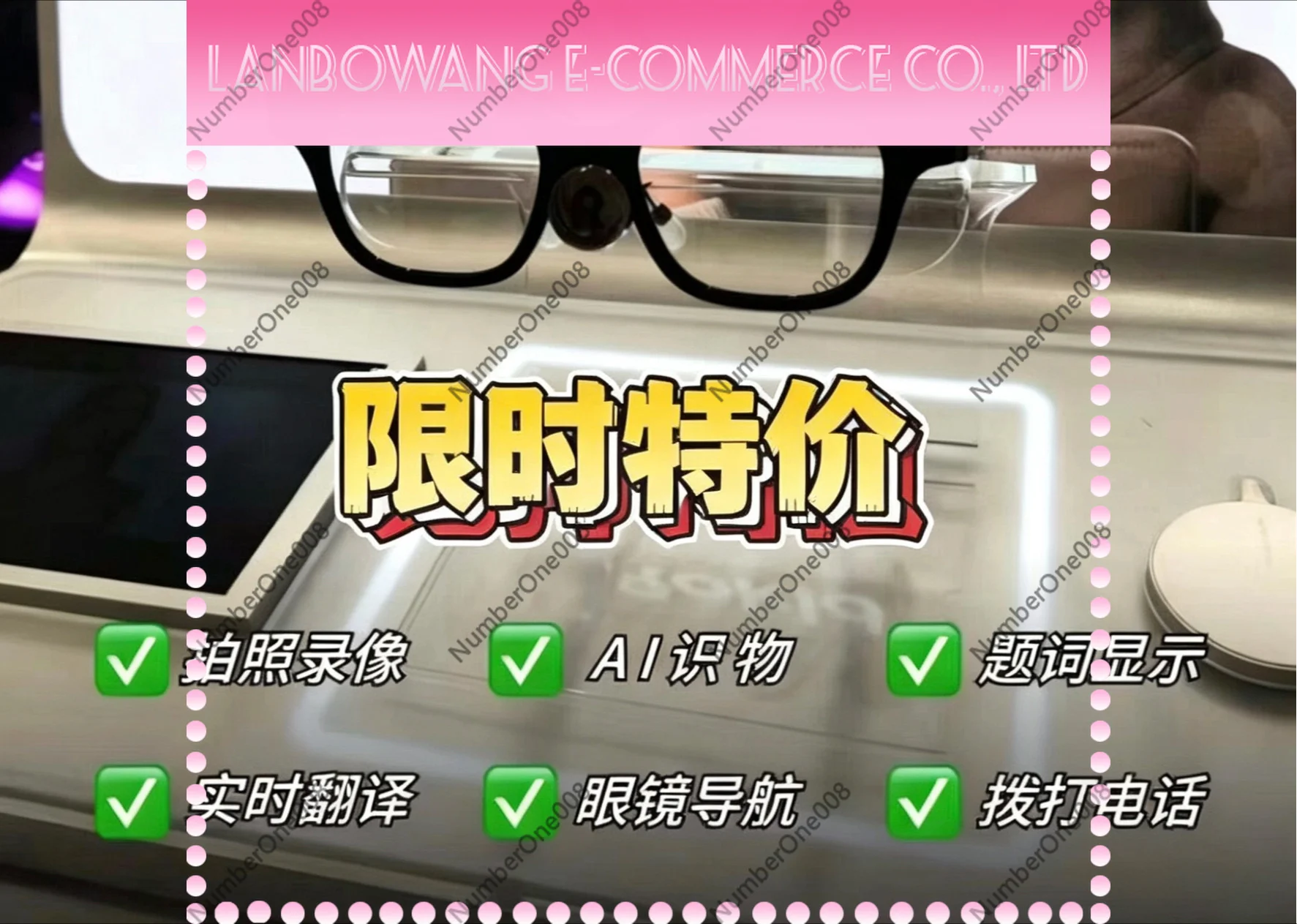 Smart AI Glasses, AR Glasses with Camera Navigation Translation Teleprompter, Voice Control 4K Photo Recording