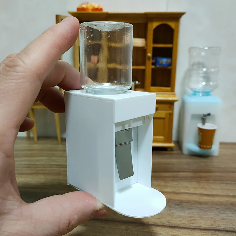 Casa de boneca mini dispensador de água (pode receber água) para casa de boneca cozinha sala estar móveis decoração acessórios