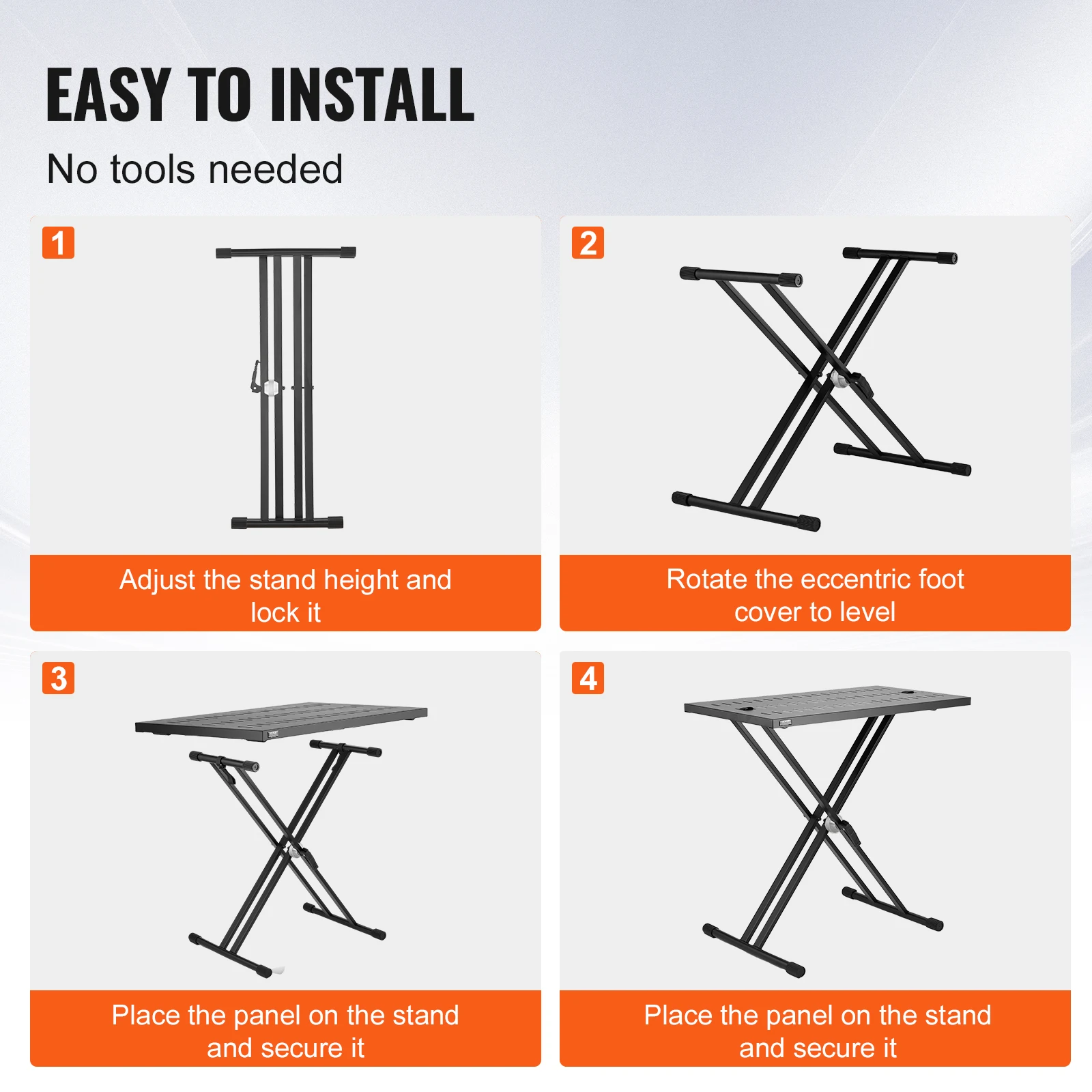 حامل طاولة SucceBuy DJ مقاس 32 بوصة × 20 بوصة للكمبيوتر المحمول ووحدة تحكم DJ قابلة للطي مزدوجة X، حامل لوحة المفاتيح، خلاط صوت على سطح الطاولة