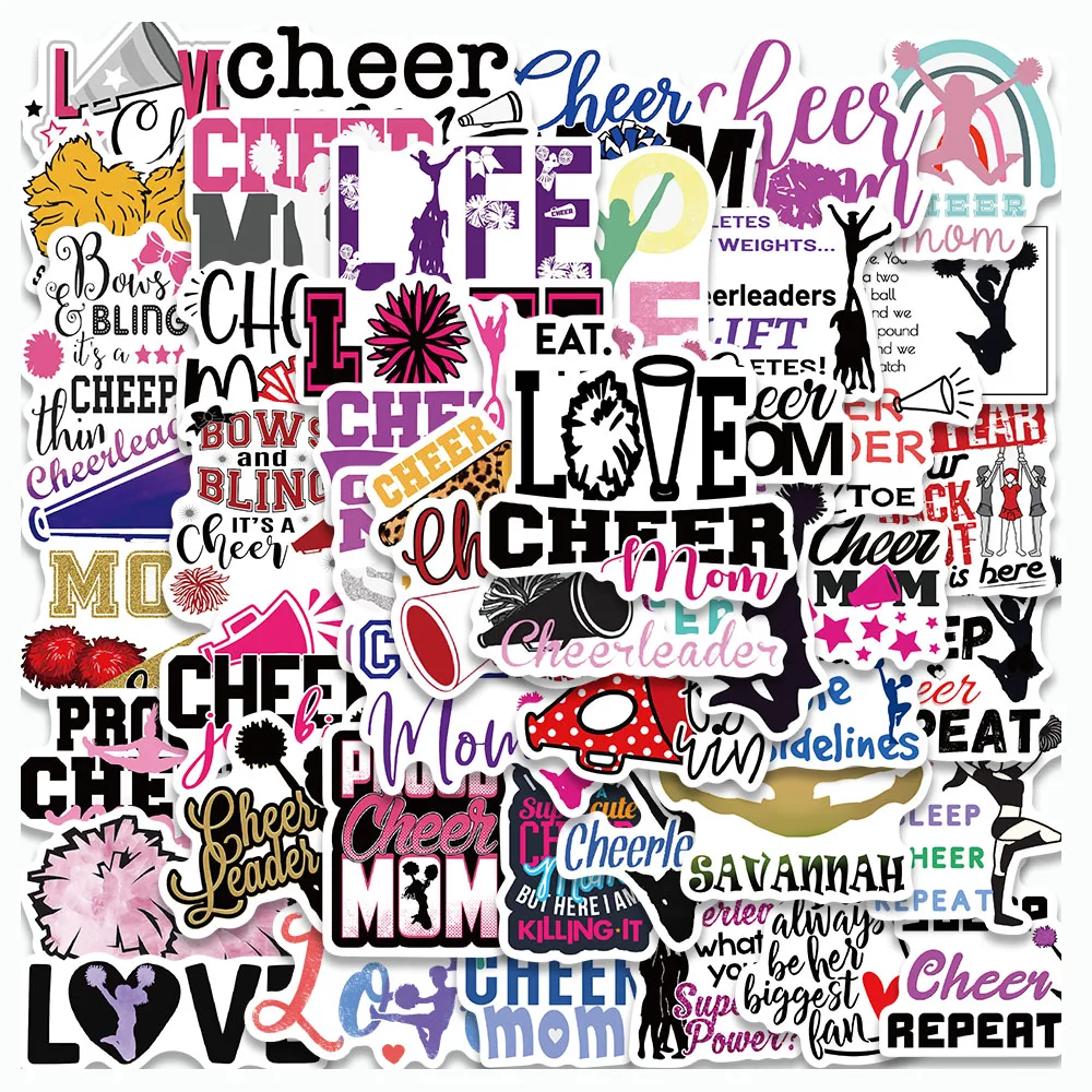 50PCS Vitality Cheerleading Team Stickers Cartoon Decals For Water Bottle Skateboard Laptop Luggage Fridge Guitar Party Stickers