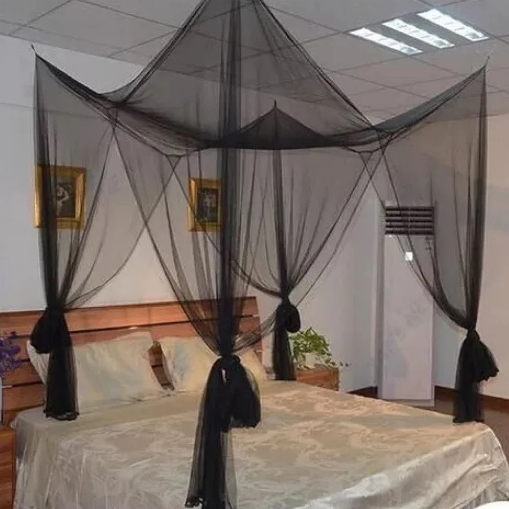 

European Style Mosquito Net 190X210X240Cm Black Polyester Fabric Detachable Bed Canopy For Crib Single Double Bed 4