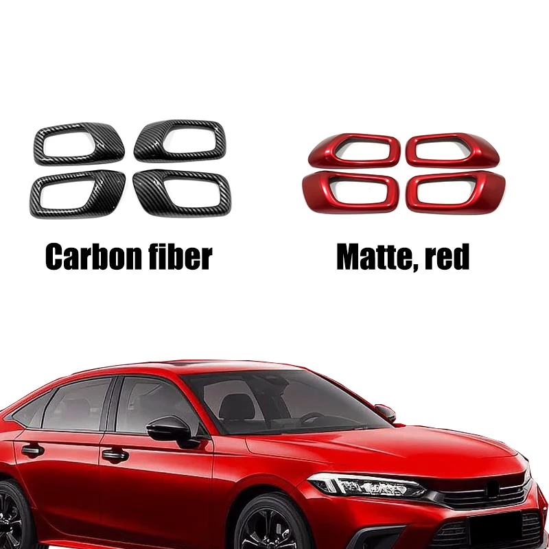 ABS Plastic Car Handrail Door Handle Bowl Covers Trim Auto Accessories Armrest 4PCS For Honda Civic 11th Gen 2022 2023 2024