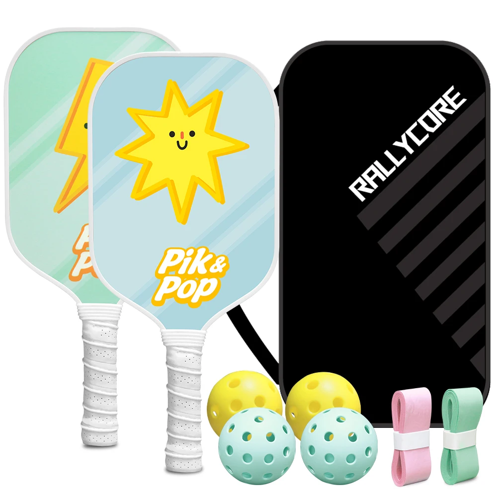 

Pickleball Paddles Set of 2, Professional Grade with Honeycomb Core & Edge Guard, Includes 4 Pickleball Balls & Carry Bag for In