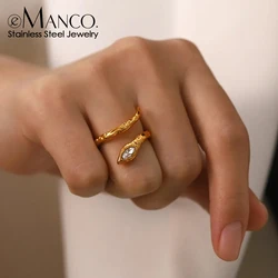 eManco Stainless Steel Snake Ring Bohemian Style with Snake Motif Crystal Elements Ideal for Daily Commute Jewelry