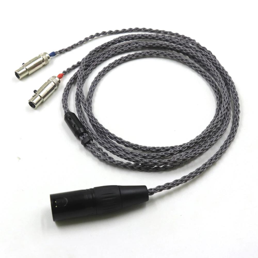 8 الأساسية 4pin OCC 2.5 4.4 مللي متر XLR متوازن سماعة سماعة ترقية كابل الفضة مطلي ل Audeze LCD 3 LCD-2 LCD2 LCD-4