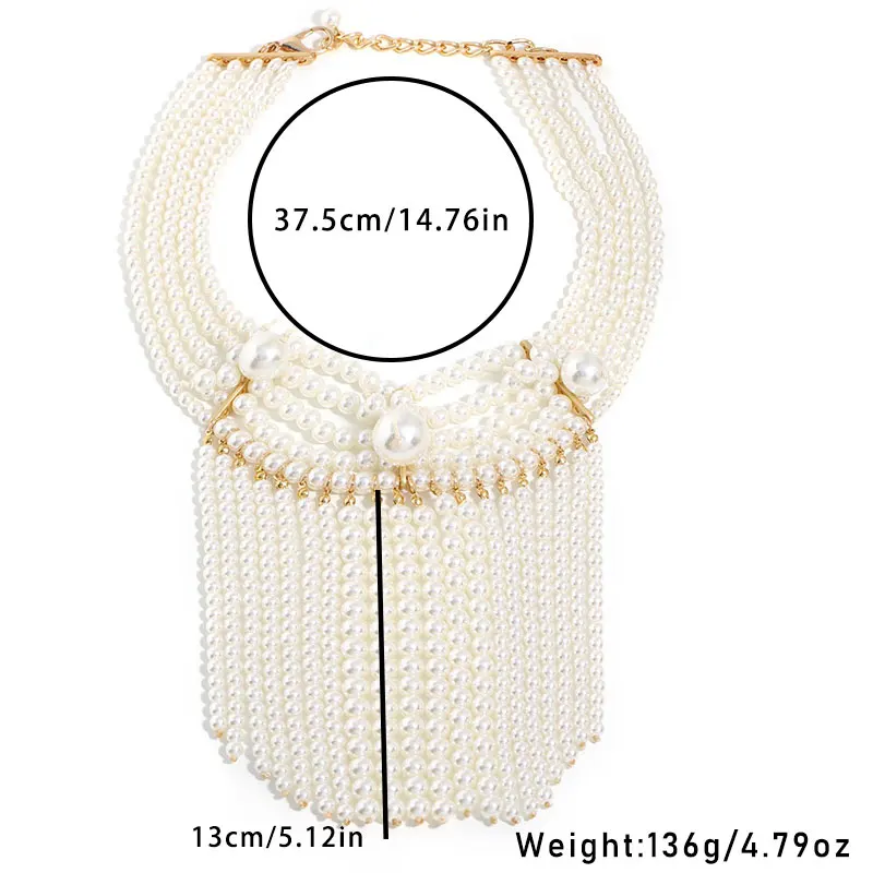 Statement Multi-layer Flowing Su Pearl Necklace Light Luxury Banquet Dress for Women Wedding Party Jewelry