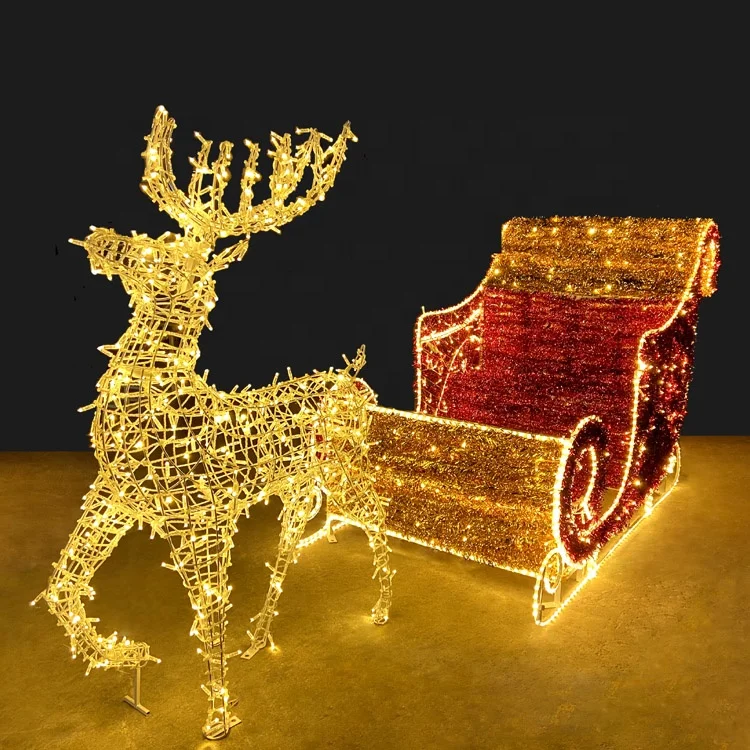 Outdoor Waterproof Garden street landscape decorative 3d LED motif rope lamp giant reindeer christmas lights