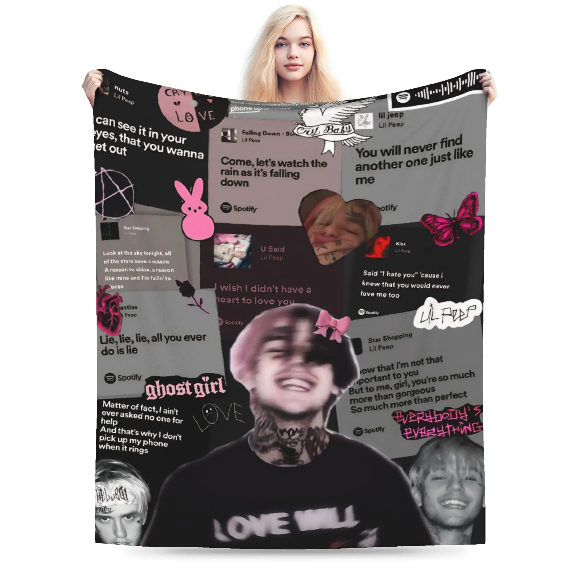 بطانيات ليل بيب كول مغني الراب، مخملية فائقة النعومة، مريحة، بطانية رمي من القطيفة، لحاف رقيق #1