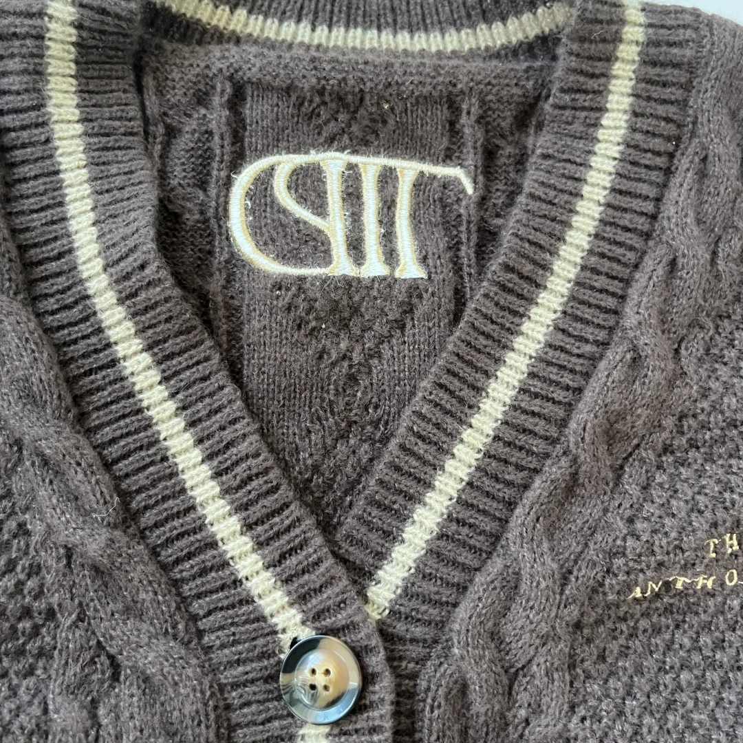 Autumn Trench Coat for Women Oversized Knitted Cotton Cardigan Winter Star Embroidery High Quality Women's Sweaters Y2k Clothes