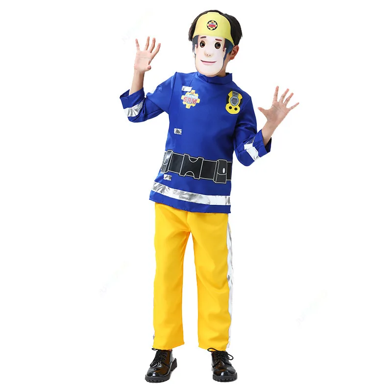 

New Anime Fireman Uniform Role-Play Cosplay Costume Children's Fancy Dress Halloween Carnival Party Performances Outfit Gifts