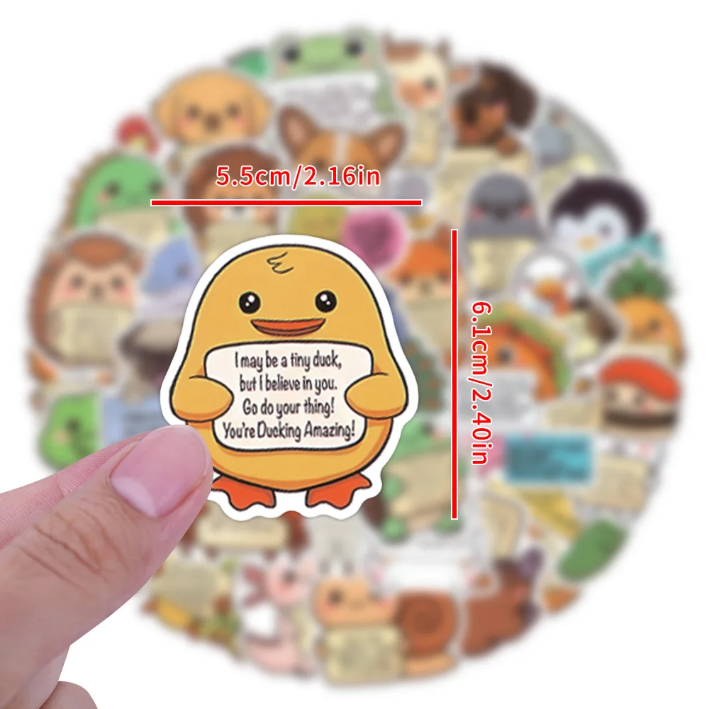 50 Buah Stiker Inspirasi Hewan Kecil Stiker Dekoratif Kartun Stiker Tahan Air Helm Ponsel