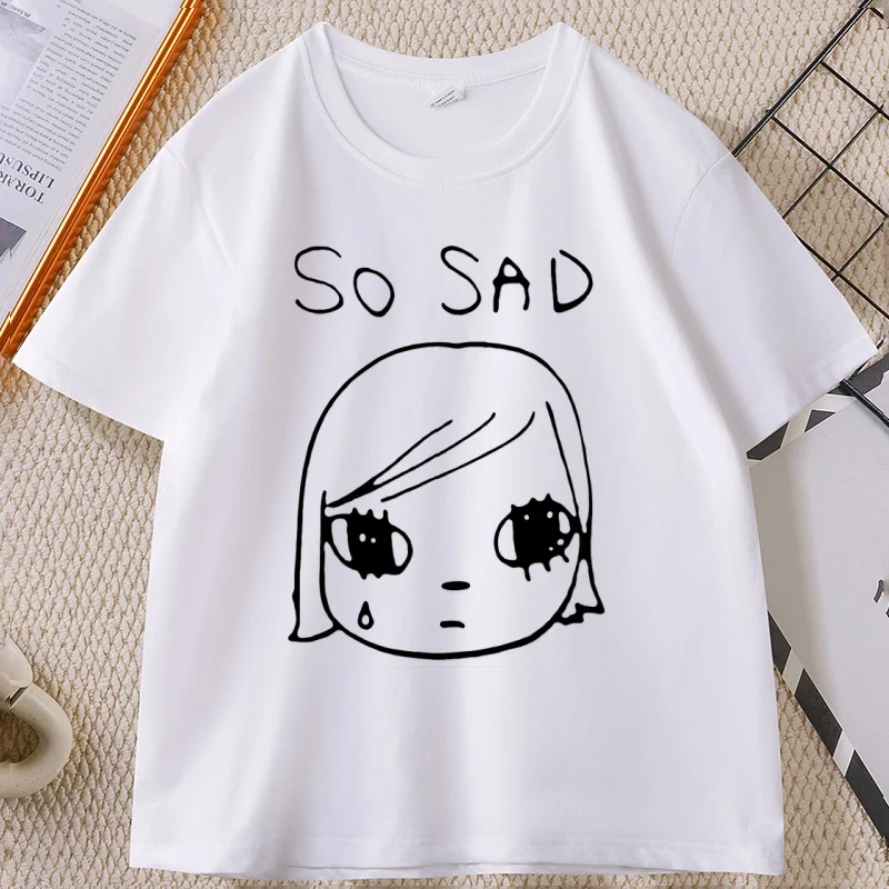 Yoshitomo Nara Sad Vintage T-shirt Vintage Japan Party Cotton Short Sleeve Tshirt Men Women Casual Round Neck Printed Tees
