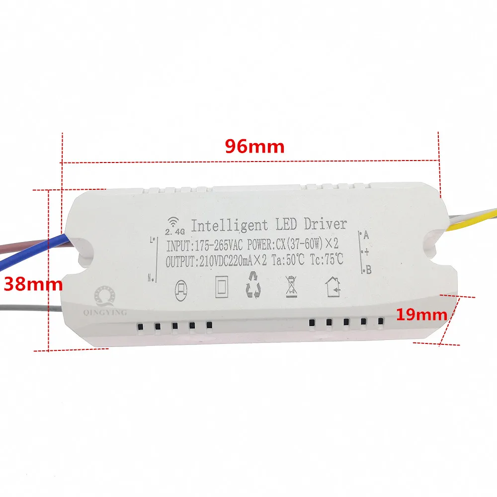 1 sztuka AC220V 2.4G RF inteligentny sterownik LED 25-40Wx2 80W AC175-265V zdalny i kontrola aplikacji kolorowy transformator ściemniania