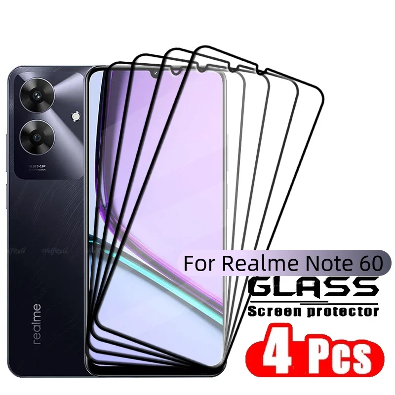 

4PCS For OPPO Realme Note 60 Glass Realme Note 60 Tempered Glass 9H Protective Full Cover Glue Screen Protector Realme Note 60