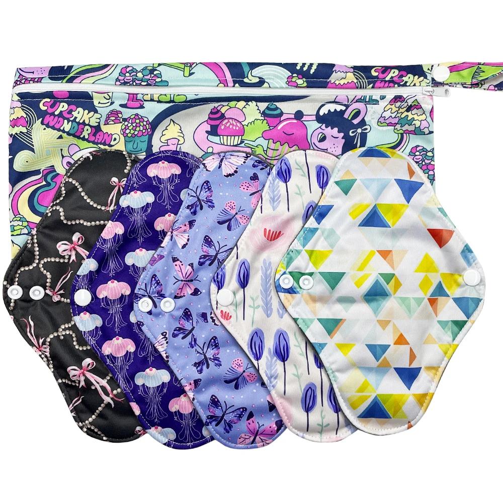 

Женские моющиеся гигиенические полотенца, многоразовые менструальные прокладки из бамбукового угля, набор впитывающих ежедневных гигиенических салфеток с защитой крыльев