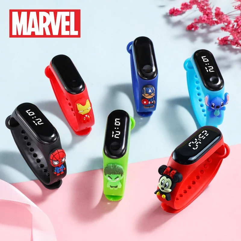 Disney Marvel Spiderman Kids Digital Watch Ironman Figure Children's Spider-Man Sport Touch Electronic LED Waterproof Watch Gift