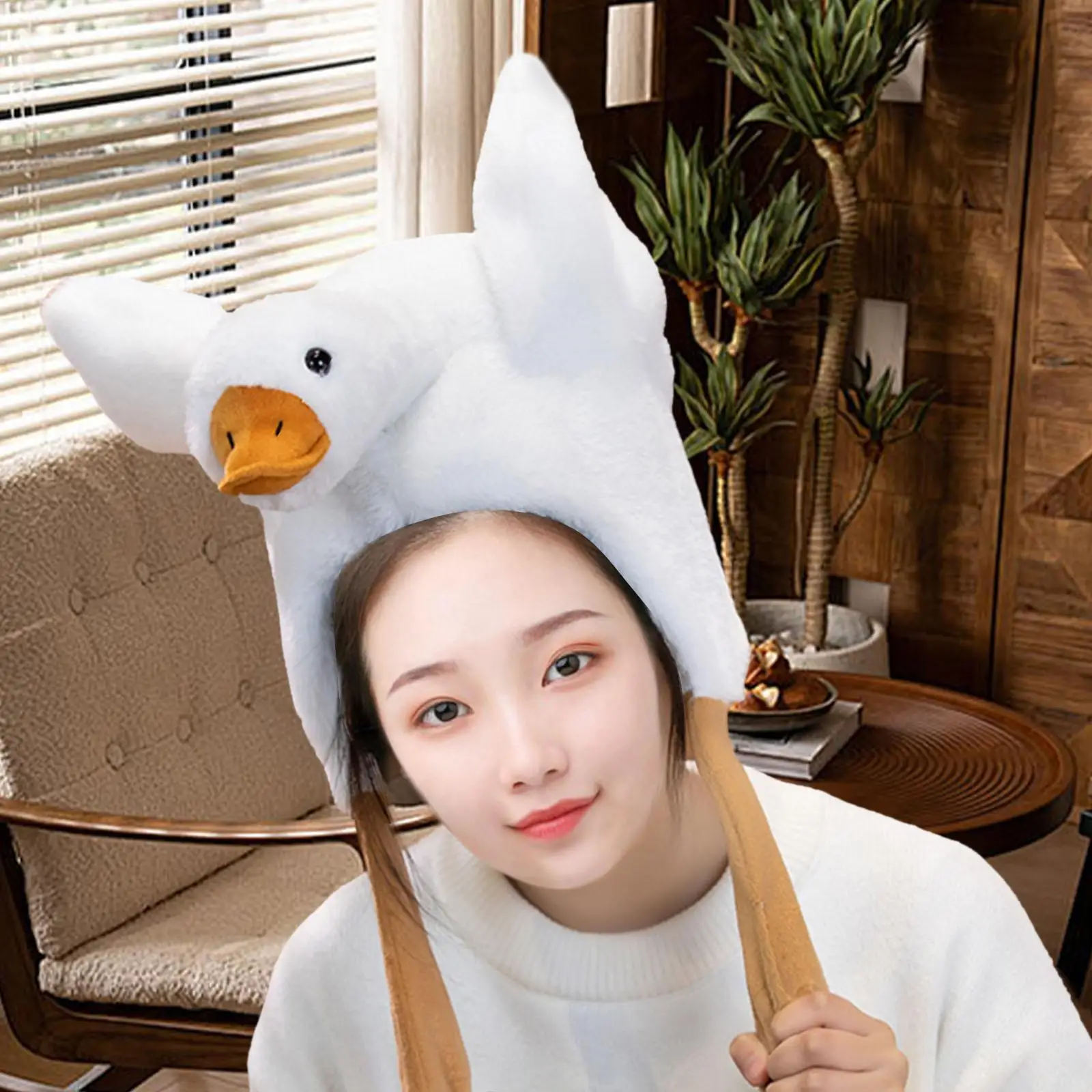 

Comfortable Plush Hat Goose Shape Lovely Photo Prop Goose Headgear for Halloween